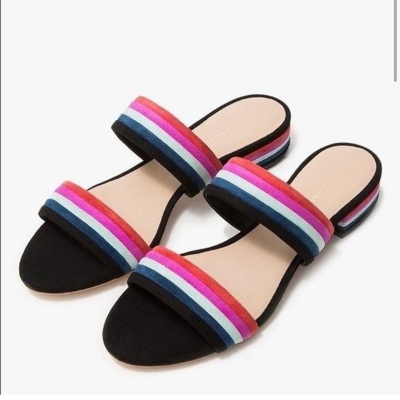 Loeffler Randall Rubie Striped Suede Slides - Picture 1 of 7